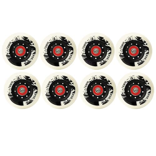 JCCHT 8 Pack 60mm 62mm 64mm 68mm 70mm 72mm 76mm 80mm Inline Skate Wheels Outdoor Indoor 90A Asphalt Formula Roller Skate Replacement Wheels with Bearing - Image 1