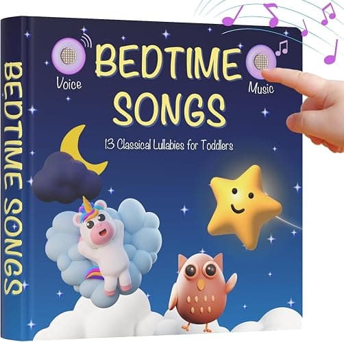 LEARNING BUGS Bedtime Songs – 13 Timeless Lullabies for Little Ones, Musical Books for Toddlers, 28-Button Music Book, Musical Toys for Toddlers 1-3 - Image 1
