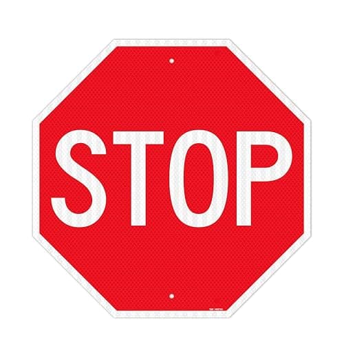 T&R Large Stop Sign Street Road Sign 24 x 24 Inches. Engineer Grade Reflective Sheeting, Rust Free Aluminum, Weather Resistant, Waterproof, Fade Resistant, 2 Pre-drilled Holes - Image 1