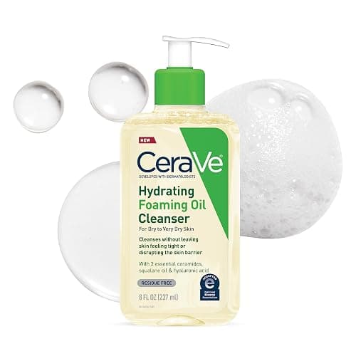CeraVe Hydrating Foaming Oil Cleanser, Moisturizing Cleanser for Face & Body, Squalane Oil + Hyaluronic Acid + Ceramides, For Dry to Very Dry Skin, Fragrance Free & Residue Free, 8 FL Oz - Image 1
