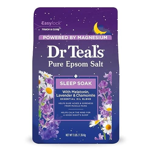 Dr Teal's Pure Epsom Salt Soak, Sleep Blend with Melatonin, Lavender & Chamomile Essential Oils, 3 lbs - Image 1