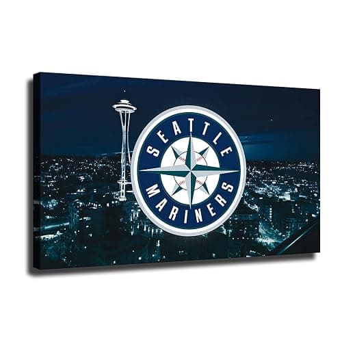 Seattle Mariners Baseball Poster Sports Canvas Wall Art Pattern Print Artwork Decor Home Decor Painting (No Framed,16x24inch) - Image 1