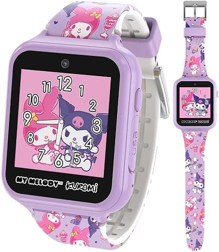 Sanrio My Melody & Kuromi Kids Smartwatch with Touchscreen – Features 10 Interactive Faces, Camera for Selfies, Voice Recorder, Step Counter, 26 Games – Pink Silicone Strap Kids Interactive Fun Watch - Image 1