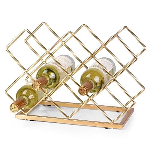 Drincarier Countertop Wine Rack - 10 Bottle Freestanding Modern Gold Metal Small Wine Rack - Tabletop Wine Holder Stand for Cabinet, Pantry, Wine Bottle Storage… - Image 1