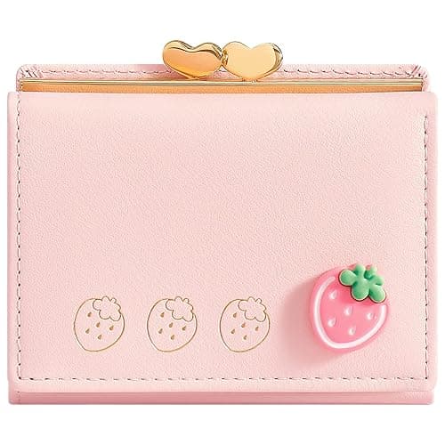 YINHEXI Wallet Card Holder, Small Bifold RFID Blocking Purse, Cute Small Leather Pocket Wallet for Women, Girls, Ladies (Baby Pink) - Image 1