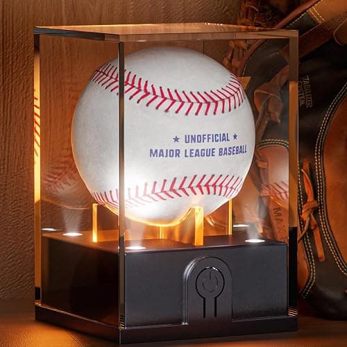 Leshein Baseball Display Case with Led Light, Light up Baseball Case for Display, Acrylic Baseball Holder Display Case, UV Protected Clear Baseball Stand Baseball Cube for Memorabilia Baseball Gifts - Image 1