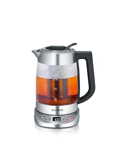 SEVERIN Bouilloire Eau et Thé, 1,7L, 3 000W, Filtre à thé, Température et Temps D'infusion Personnalisables, Verre/Inox, WK 3480 - Image 1