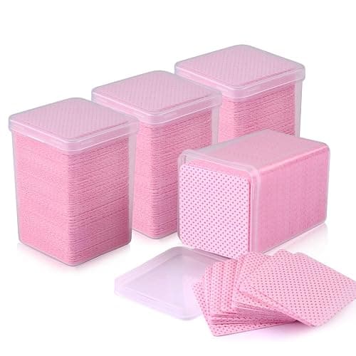 800 PCS Lint Free Nail Wipes, Eyelash Extension Glue Wipes, Lash Glue Cleaning Pads, Adhesive Wipes, Nail Polish Remover Wipes for Lash Extension Supplies (Pink) - Image 1