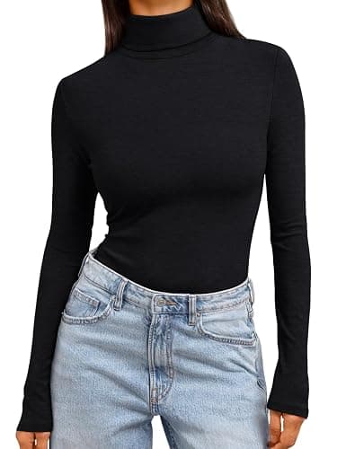 Trendy Queen Women's Turtleneck Long Sleeve Shirts Fall Fashion Basic Thermal Underwear Tops Winter Clothes 2025 - Image 1