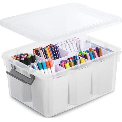 Citylife 17 QT Plastic Storage Bins Clear Storage Box with Lids Multipurpose Stackable Storage Containers for Organizing Tool, Craft, Crayon - Clear White - 1 Pack-17 QT - Image 1