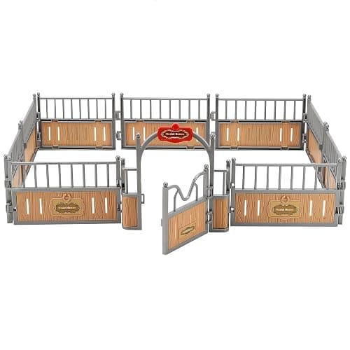 Horse Stable Toy Model, Realistic Miniature Farm Fence Stall Playset Corral Fencing Accessories Sets for Sand Riders Animals Table Club Layout Scene Arena Ornament Decoration Gifts (Brown, 1PC) - Image 1