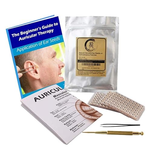 Multi-Condition Ear Seeds Acupuncture Kit 600 Counts, eBook Placement Chart, Probe, Acupressure Ear Chart, Tweezers - Image 1
