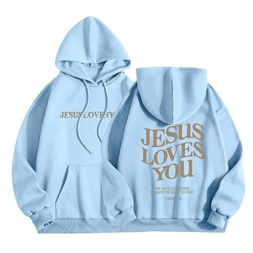 Jesus Loves You Hoodie Womens Christian Sweatshirt Christian Hoodies Oversized Jesus Sweatshirt Long Sleeve Pullover - Image 1