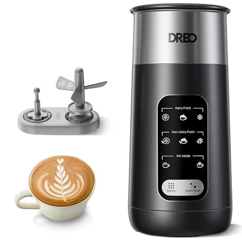 Dreo Milk Frother, 8-in-1 Electric Frother for Latte Art Coffee, 9oz/270ml Warm and Cold Foam Automatic Frothers for Dairy and Non-Dairy Milk, LED, Easy to Clean, BaristaMaker Air - Image 1