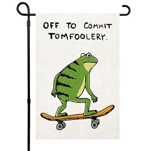 Funny Green Frog Garden Flags 12x18 Double Sided for Outside Yard Flag Vertical Small Burlap Seasona Gift Decor for Farmhouse Yard Flag - Image 1
