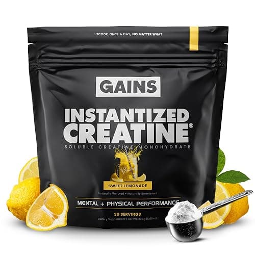 Gains in Bulk Instantized Creatine Monohydrate for Men & Women, Soluble Pre Workout Powder, Supports Muscle Building, Strength and Performance, Bodybuilding Supplements, Sweet Lemonade, 30 Servings - Image 1
