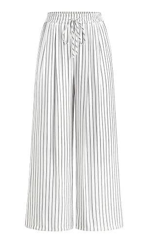 PRETTYGARDEN Womens Pants Elastic Waist Floral Lightweight Palazzo Pants for Women Casual Lounge Wide Leg Pants Woman - Image 1