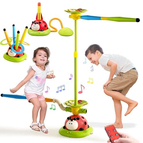 Pobaiyi 5 in 1 Musical Jump Toys, Toss Ring Game Stomping Launch Rocket Launcher for Kids, Obstacle Avoidance & Jump Squating Toy Games Remote Control Outdoor & Indoor Toys for Ages 4-8 8-13 - Image 1