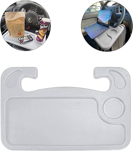 JUSTTOP Car Steering Wheel Desk for Laptop,Multipurpose Travel Car Accessories, Car Seat Stand Trays for Eating, Steering Wheel Under Table Console(Gray) - Image 1