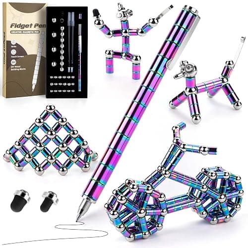 Tigerhu Fidget Pen, Fidget Toys with Ballpoint Pen, Multifunctional Stress Relief Magnetic Cool Pens for Men,Women, Fidgets Magnets Cool Stuff Gifts for 6+ Year Old Boy Girls Kids - Image 1