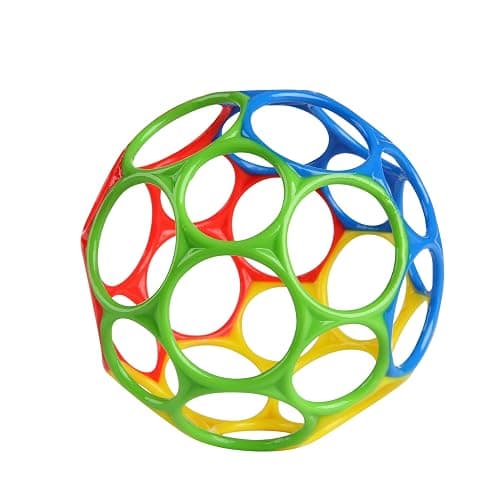 Bright Starts Oball Easy Grasp Classic Ball BPA-Free Infant Toy in Red, Yellow, Green, Blue, Age Newborn and up, 4 Inches - Image 1