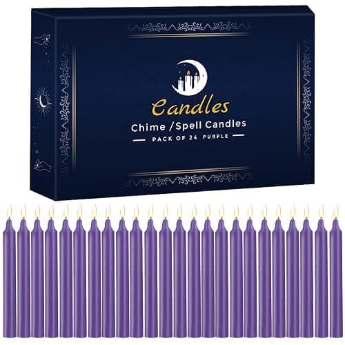 24 Pack Purple Spell Chime Candles – Premium Mini Unscented Taper Candles for Rituals, Prayer, Meditation, Altar, Spells – 4" Tall – Ideal for Witches & Spiritual Practices - Image 1