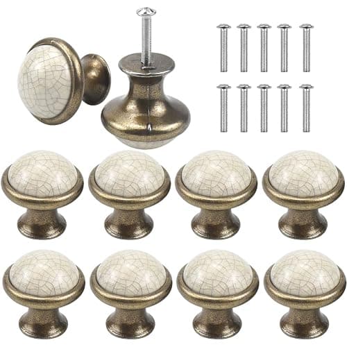 AvoDovA 10PCS Vintage Cabinet Knobs, 33MM Ceramic Knobs, Vintage Shabby Chic Round Drawer Knobs, Kitchen Cabinet Cupboard Drawer Door Knobs Pull Handles for Chest of Drawers Kitchen Cabinet Cupboards - Image 1