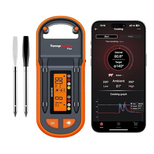 ThermoPro TempSpike Plus 600ft Wireless Meat Thermometer with 2 Color-Coded Probes, Bluetooth Meat Thermometer Wireless with LCD-Enhanced Booster for Food Cooking Grill Smoker - Image 1