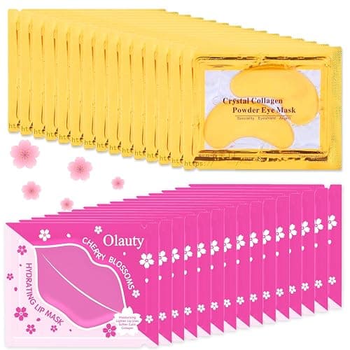 30 Pairs 24K Gold Eye Masks & Lip Masks, Crystal Collagen Gel Under Eye Patches for Puffiness and Dark Circles, Hangover Kit, Bulk Gifts, Party Favors Adults, Bachelorette Party Accessories, Skincare - Image 1