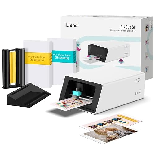 Liene PixCut S1 Color Sticker Printer & Cutting Machine - All-in-One Sticker Maker for DIY Crafts, Custom Labels & Gifts. Thermal Dye-Sublimation Photo Printer, 300 DPI, Precise AI Auto-Cutting - Image 1