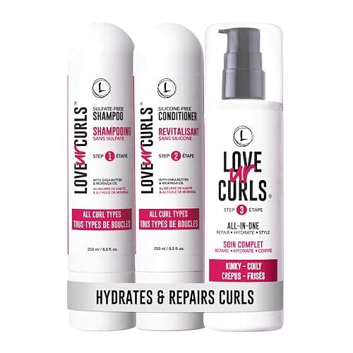 Love Ur Curls - Shampoo & Conditioner Set with All in One Curl Cream Styler for Kinky & Coily Hair, 3 Step System for Repair and Moisturizing - Image 1