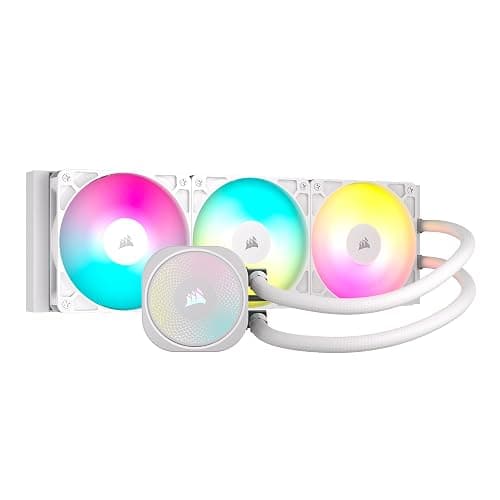 CORSAIR H150i RGB Elite Liquid CPU Cooler - 360mm AIO - AF120 Elite PWM Fans - Intel® LGA 1700, 1200, 2066, AMD® AM5 & AM4 Sockets - White - Image 1