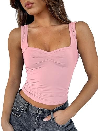ForeFair Women Sleeveless Sexy Backless Going Out Crop Top Y2K Strappy Ruched Tank Top Summer Tight Slim Fit Cute Tops - Image 1