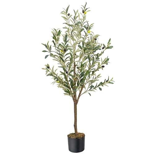 MCTYBB Artificial Fake Olive Tree 4FT Tall 1Pack Faux Silk Olive Tree for Home Living Room Office Decor Faux Artificial Plants Indoor Fake Potted Plants with Fruit & Free Moss - Image 1