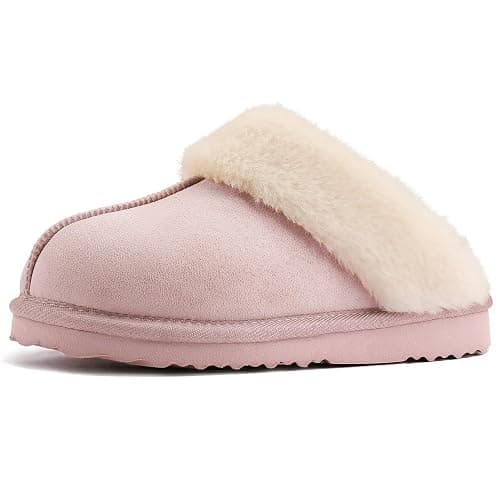 Nuhaus Women's Fuzzy Slippers, Warm and Cozy Slip On Fluffy Winter House Shoes for Women, Comfy Faux Suede Ladies House Slippers Indoor and Outdoor with Memory Foam - Image 1