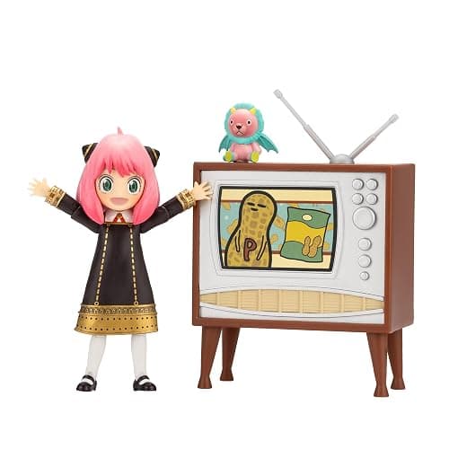 Total Anime Anya Forger - 6.5-Inch Scale Figure with Swappable Faceplates, Alternate Hands, Teddy Bear, and TV Set - Image 1