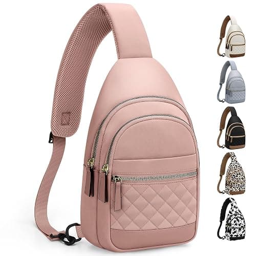 Capolo Sling Bag for Women Men Waterproof Crossbody Bags for Women Trendy Casual Fanny Pack with Convertible Shoulder Strap Chest Bag for Travel Hiking(Pink, Medium) - Image 1