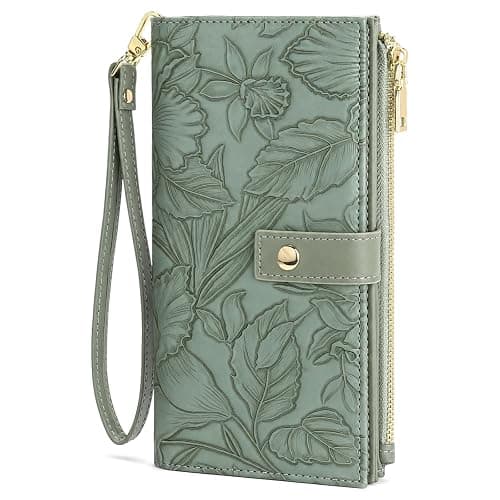 FALAN MULE Wallets for Women RFID Blocking Vegan Leather wristlet wallet | Trifold Clutch Large Capacity Credit Card Holder Travel Purse Wristlet Wallets Ladies Purse with 2 ID Windows - Image 1