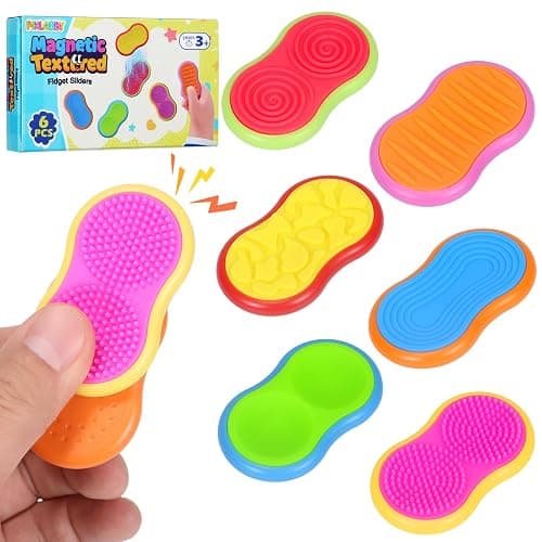 Silicone Sensory Magnetic Toys for Kids, 6PCS Textured Anxiety Relief Slider,Suitable for Autism and ADHD — Essential for Adults Office Desk Travel Stress Relief Toys for Students Classroom - Image 1