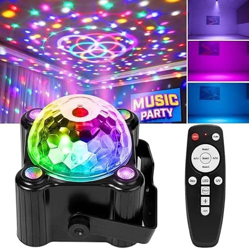 Laucnpty Disco Ball Party Lights Sound Activated Strobe DJ Stage Lighting for Indoor Room Outdoor Dance Floor Parties Birthday Rave Home Karaoke Halloween Christmas Wedding Show Bar Club Decorations - Image 1
