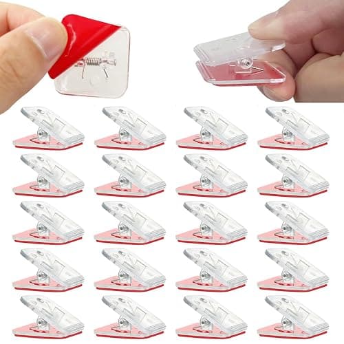 20 Self-Adhesive Wall Clips, Tapestry Hangers & Photo Holders - Double-Sided Adhesive Spring Clips for Posters & Home Office - Clear - Image 1