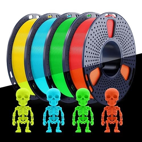 SUNLU Glow PLA Filament 1.75mm, 250g Spool Bundle, 3D Printer Filament | Beginner Friendly Multicolor Bundle, Glow in the Dark, 4 Rolls, Yellow+Green+Blue+Red - Image 1