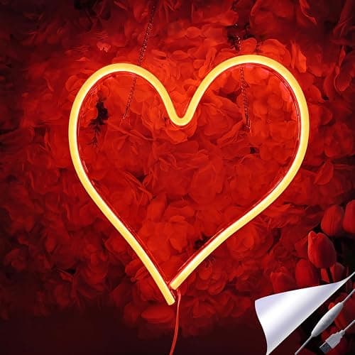 Britrio LED Neon Light Sign, 13.4”x12.6” Heart Shape Neon Sign Wall Hanging Sign Wall Art for Bar Bedroom Living Room Kid’s Room Party,Home Decor Neon Night Light USB Powered(Red Heart) - Image 1