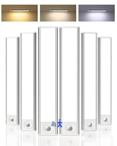 AMETHEUS 6-Pack Under Cabinet Lighting, 1800mAh Rechargeable Battery Motion Sensor Light Indoor, Dimmable & 3 Color Temps, Magnetic Closet Lights, Wireless Under Counter Lights for Kitchen (8inch) - Image 1