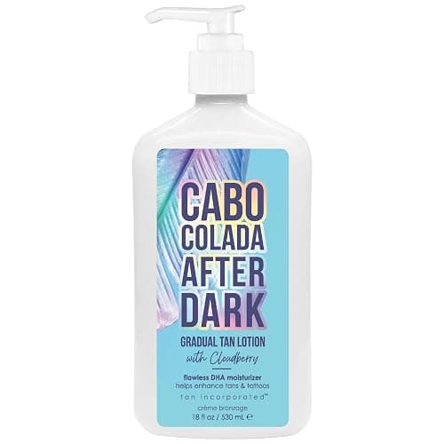Brown Sugar Cabo Colada After Dark Gradual Tan Lotion & Tattoo Enhancer, Cloudberry with DHA Carrot Oil & Tigergrass, 18 Fl Oz - Image 1