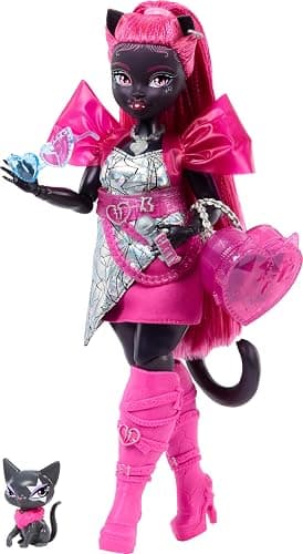 Monster High Catty Noir Doll with Pet Cat Amulette and Accessories Like Backpack, Music Book, Microphone and More - Image 1