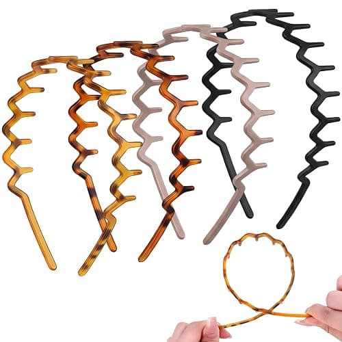 Needbrock 4 Pack Non Slip Zig Zag Headbands, Comb Headband with Teeth for Slicked Back Styles Women Men Daily Wear, Workouts, 90s Retro Hair Accessories - Image 1