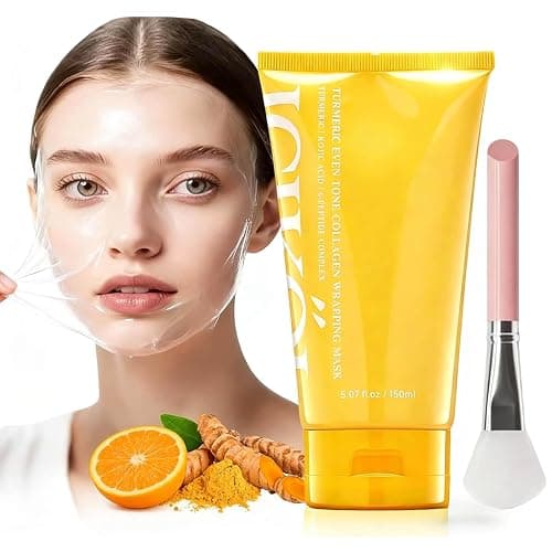 ICIKOL Turmeric Collagen Night Wrapping Mask, Kojic Acid Overnight Peel Off Face Masks with Vitamin C for Refresh Dullness Looking Skin, Hydrating Facial Masks Radiant Women Skin, 5.07 oz Large Size - Image 1