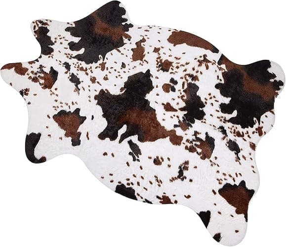 MACEVIA Cow Print Rug Faux Cowhide Rugs Cute Animal Area Carpet Western Decor for Living Room Bedroom with Anti-Slip Rubber Large Size 59" L x 47.2" W(4.9ft x 3.9ft) - Image 1