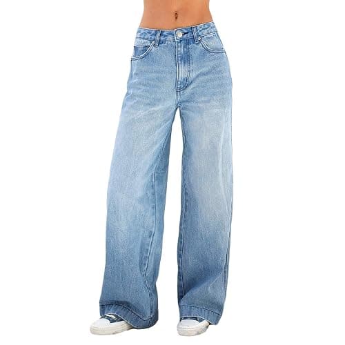Women High Waisted Pants Wide Leg Denim Jeans Straight Casual Loose Baggy Trousers Vintage Y2K E-Girl Streetwear - Image 1